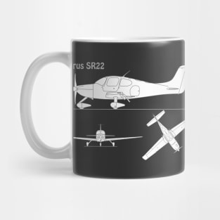 Cirrus SR22 - Airplane Blueprint - PBpng Mug